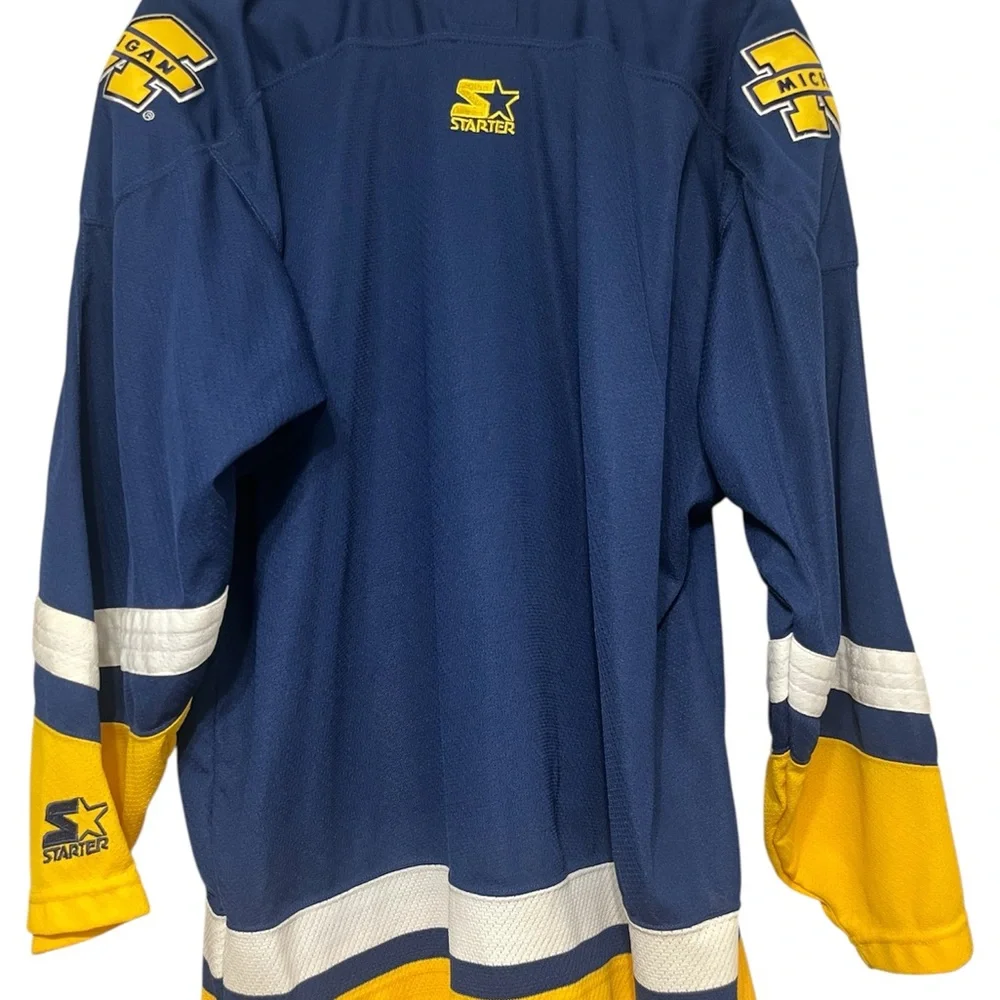 Vtg 90s University of Michigan College Starter Hockey Jersey Shirt Sweater L - Picture 7 of 7